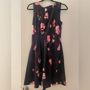Vince Camuto Navy with Pink flowers A-Line Sundress with pockets